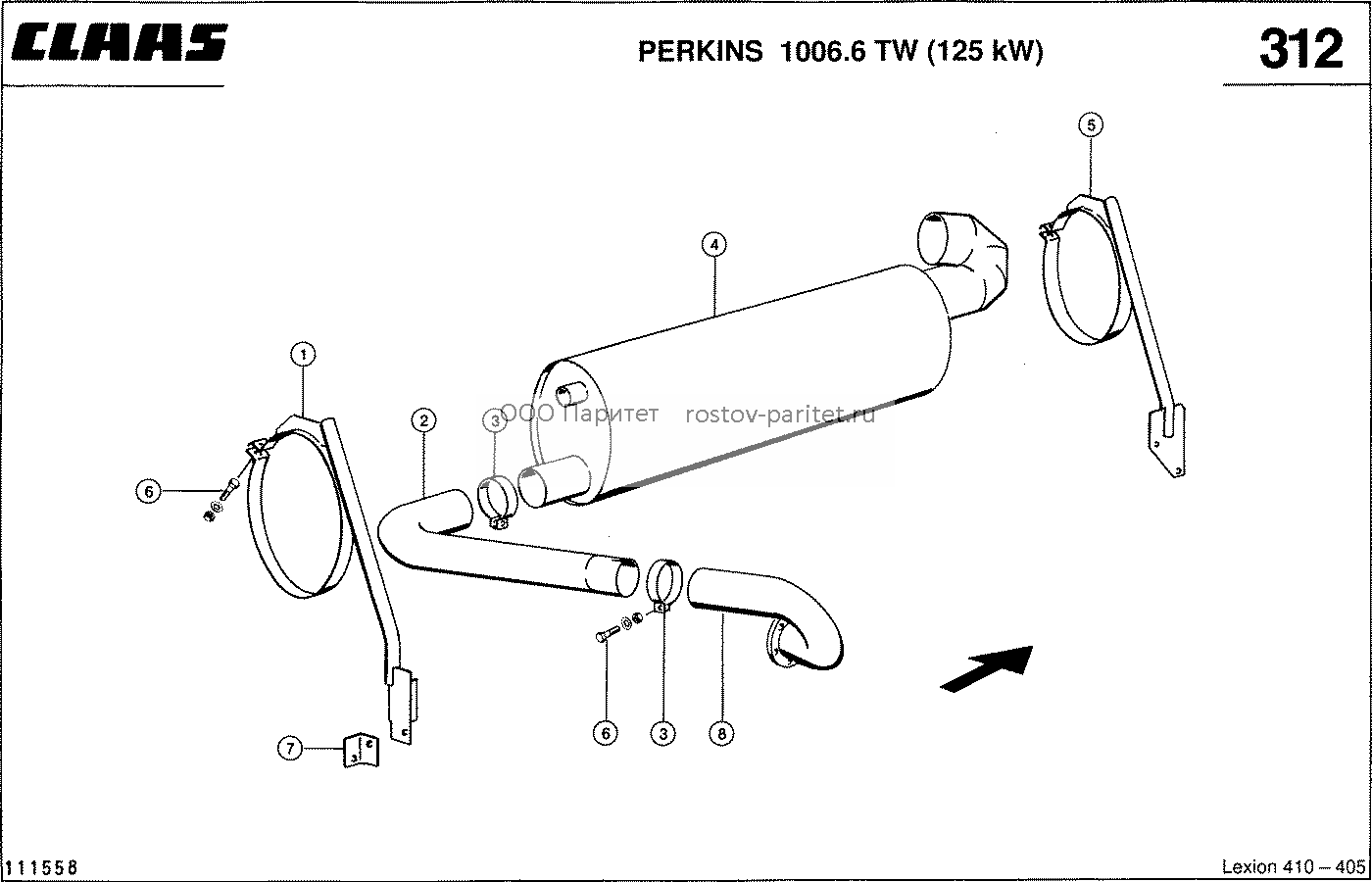 PERKINS 1006.6 TW; СИСТЕМА ВЫПУСКА - CLAAS LEX 410-405